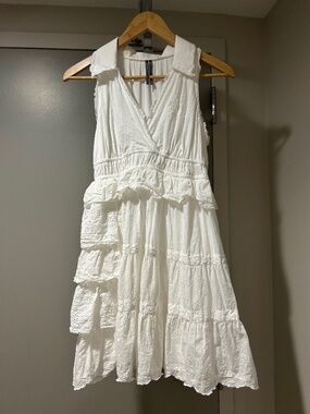 Anthropologie Collared Halter Tiered Ruffled Mini Dress